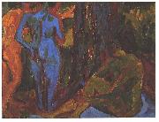 Ernst Ludwig Kirchner Three nudes oil painting on canvas